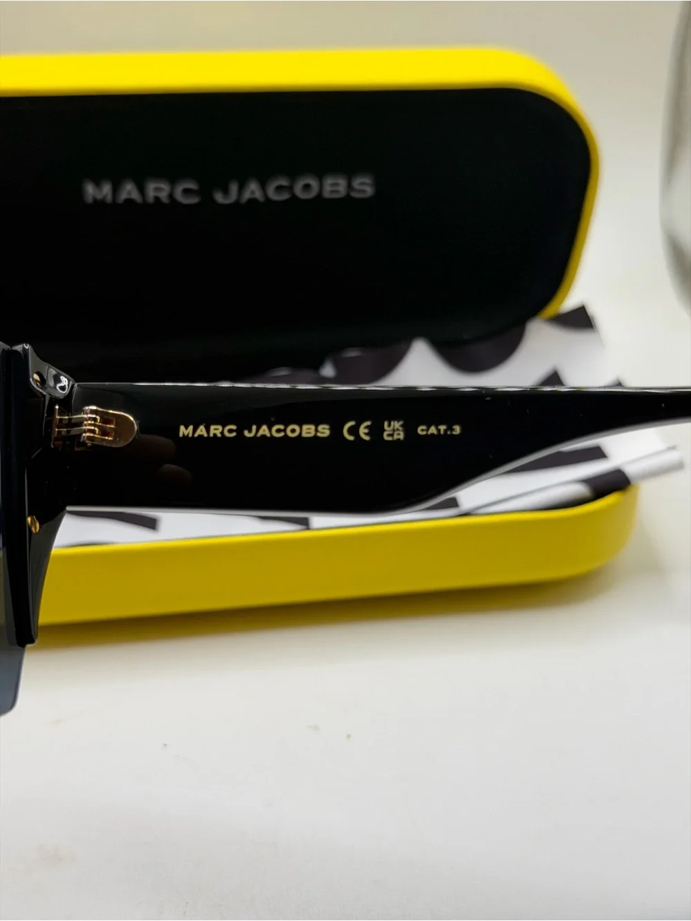 Marc Jacobs Black Shield Sunglasses with Yellow Case
